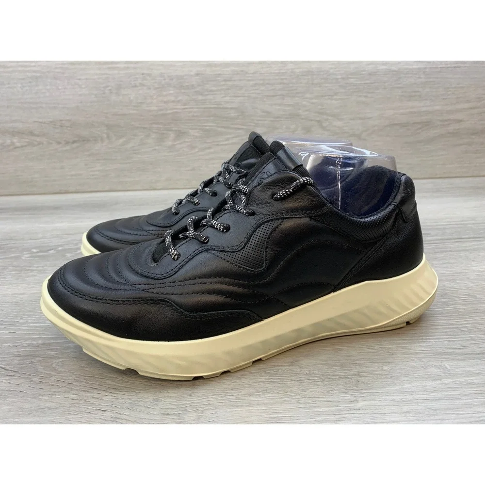 ECCO Women's Black Leather‎ Low Top Sneakers Comfort Shoes 38 EU 7-7.5 US